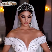 YouLaPan Couronne de mariée élégante en strass, tissée à la main, ajourée, pour femmes, accessoires de cheveux pour banquets et soirées dansantes YXA324