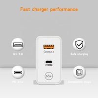 Chargeur USB-C 65W GaN PD Port USB Charge rapide 3.0 Charge rapide pour téléphones mobiles ordinateurs portables Adaptateur mural de voyage pour usage électrique