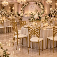 Chaises de banquet empilables de luxe en métal doré caméléon pour événements, mariages, hôtels et cérémonies en extérieur – Vente en gros