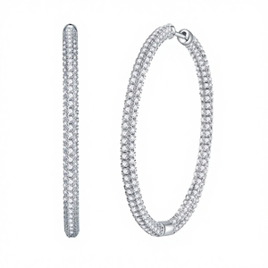 GRA Certified 10.98CTW Moissanite <b>Hoop</b> <b>Earrings</b> | 925 Sterling <b>Silver</b> Platinum Plated Full Pave Elegant fine Jewelry <b>for</b> <b>women</b> - Product Image 4