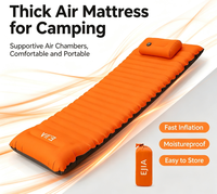 Matelas de camping gonflable pour une personne avec oreiller intégré, pompe à pied, matelas pneumatique portable pour tente, randonnée, voyage en plein air