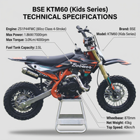 Motocicleta Todoterreno de Gasolina de 60 cc, 40 km/h, 1.6 kW, Mini Motocicleta de Carreras de Montaña para Adultos y Niños, BSE Moto