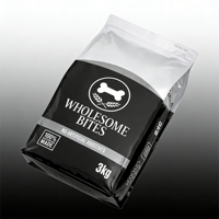 Sacs d'emballage pour friandises pour animaux de compagnie de qualité alimentaire, finition brillante, résistants à l'humidité, fond plat, fermeture éclair