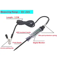 Testeur de circuit de tension CC 6V 12V 24V pour voiture et camion, affichage numérique, sonde longue, stylo testeur, ampoule, outils de diagnostic automobile, réparation auto