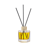 Bouteille d'aromathérapie hexagonale en verre transparent unique en gros, flacon vide avec bâtonnets
