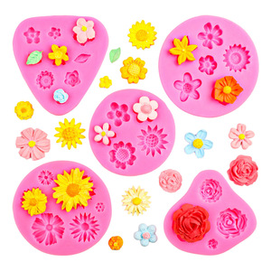 Moule en silicone Fleur de marguerite et rose, Moule en silicone pour fondant, Moules à fleurs pour décoration de gâteaux DIY - Product Image 2