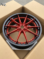 Jantes en alliage d'aluminium forgé personnalisées neuves en 4 pièces, 18-24 pouces, rouge bonbon, noir brillant, jantes concaves profondes, garantie de 3 ans
