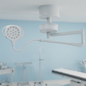 Lampe chirurgicale LED vétérinaire <span class=keywords><strong>EUR</strong></span> VET, montée au plafond, 100 000 heures, 60 000 Lux, 3000-6700K, autoclavable, avec poignée, pour usage vétérinaire - Product Image 1
