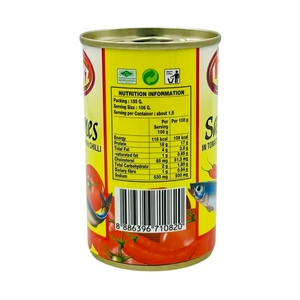Fruits de mer en conserve de qualité supérieure certifiés halal 155g Linkz Sardines avec sauce tomate Piment Poisson en conserve certifié halal - Product Image 3