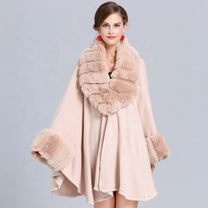 Nieuwe Collectie Hoge Kwaliteit Winter Warme Deken Elegante Luxe Dame Vrouwen Poncho Bont Sjaals - Product Image 2