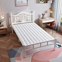 Lit simple moderne pliable avec cadre métallique, hauteur réglable, taille personnalisable - Meuble de chambre durable pour hôtels et salons