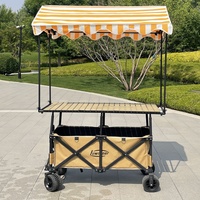Chariot de pique-nique et de camping pliable et réglable, avec table de 120 cm et pare-soleil, idéal pour l'extérieur – Meilleures ventes