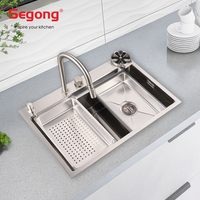 Robinet d'évier de cuisine simple en acier inoxydable de style ferme, fait main, sur mesure, pour installation sous plan, finition brossée, qualité supérieure