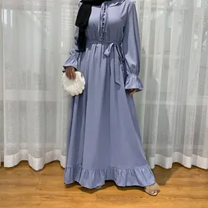 4008 kuwii New fashion solid color malaysia muslim dress abayas from dubai women 2021 long dress muslim islamic clothing