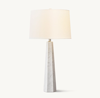 Lampe de table moderne en pierre naturelle blanche sculptée à la main, personnalisée et luxueuse, avec LED E26, abat-jour en tissu de lin de qualité supérieure, simple et écologique