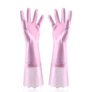 Gants ménagers en PVC floqué Yaxin 42 cm, imperméables, pour le linge, la cuisine, le nettoyage, la vaisselle - Product Image 1
