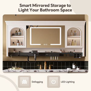 Mobile <span class=keywords><strong>Bagno</strong></span> Moderno in Stile Francese, Lavabo Personalizzabile, Armadietto con Specchio in Legno Massello e Specchio Intelligente - Product Image 5