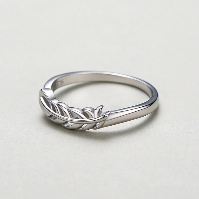Simple Leaf-shaped Plain Ring 925 Sterling Silver Personality Cross Design Fashion Jewelry Women's Ring