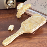 Brosse à cheveux Shily&OS personnalisée en marbre motif feuille d'érable, grande brosse volumisante antistatique pour massage du cuir chevelu, peigne élégant pour salon
