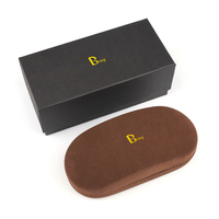 Étui à lunettes en cuir PU avec logo imprimé à chaud, étui à lunettes de soleil, ensemble d'emballage