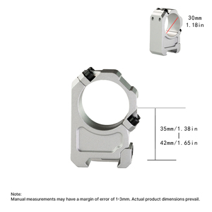 Anneaux de montage en aluminium BANGBANG pour lunette de visée - Tube de 30 mm, hauteur centrale de 1,25 po pour optique extérieure (Argent) - Product Image 3