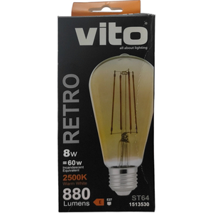 Ampoule LED rétro 8W 880Lm E27 2500K lumière chaude - Product Image 2