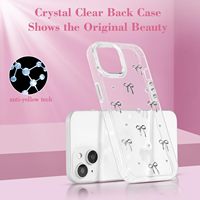 Étui de téléphone à nœud papillon 3D brillant, étui de téléphone mignon et scintillant, cristal transparent, esthétique, fin, souple, TPU transparent, protection