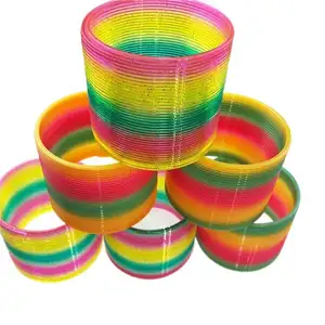 Wholesale Early Educational Colorful Rainbow Circle toys Magic Rainbow slinkying toy Spring plastic for Kids Gifts