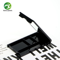 Palette de fards à paupières et de contours rectangulaire noire à 7/4 compartiments avec couvercle imprimé – Emballage cosmétique portable en plastique