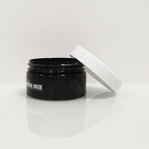 Wholesale Wide Mouth 1oz 2oz 3oz 4oz 5oz 6oz 8oz black cosmetic packaging container PET plastic jars with lids for food storage