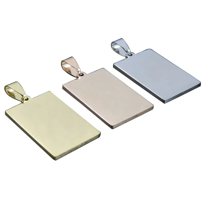 Blank Titanium Steel Dog Tag Making Personalized Logo Square necklace pendant