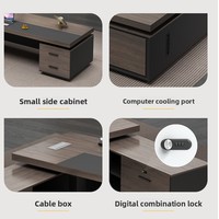 Scrivania in legno resistente | Serratura a combinazione moderna a forma di L per armadietto laterale da scrivania | Gestione del cavo da scrivania commerciale