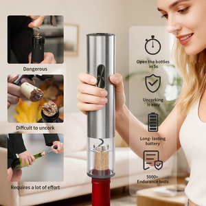 Ouvre-bouteille électrique de luxe 6-en-1 en acier inoxydable avec <span class=keywords><strong>pompe</strong></span> à vide intégrée et base de recharge - Product Image 2