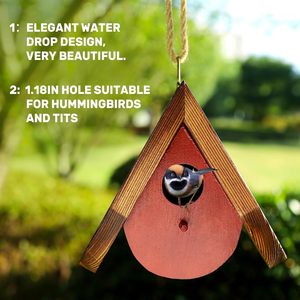 Jaula para pájaros de madera maciza de lujo moderna, casa de colibrí para exteriores con cierre de cinturón con patrón de animales cuadrados para pájaros y gatos que viven - Product Image 4