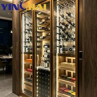 YINGHAI Armoire à vin double zone en acier inoxydable sur mesure avec étagères en bois et éclairage LED pour villa et bar à domicile