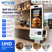 Kiosque de paiement en libre-service POS, écran tactile capacitif 32 pouces, caméra intégrée, terminal de commande en métal thermolaqué, restaurant QR