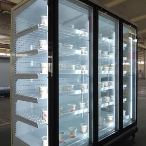 Expositor de supermercado comercial vertical, refrigerador com porta de vidro, refrigerador