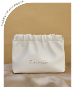 Customize LOGO Wrinkled Bag <strong>for</strong> <strong>Women</strong> <strong>Travel</strong> <strong>Kit</strong> Pouch Bag Pink Black Soft PU Plush Fabric Makeup Lipstick Cosmetic Storage Bag - Product Image 4
