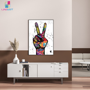 Uniart banksy tường nghệ thuật in V cử chỉ chiến thắng cảm hứng Áp phích trừu tượng graffiti đường phố nghệ thuật Vải vẽ tranh hình ảnh - Product Image 4