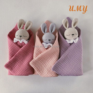 Doudou de Bébé en Mousseline Réconfortante Couverture de Sécurité Sensorielle Jouet Lovey en Crochet pour Apaiser et Calmer - Product Image 2