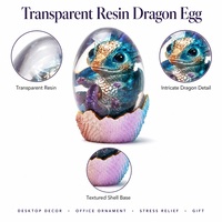 Statue Oeuf De Dragon Figurine En Resine Transparente Avec Bebe Dragon A L Interieur Decoration Maison Ornement Collection Cadea
