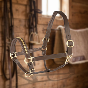 Outdoor Sports High Quality Leather Empty Channel Luxury Horse <b>Halter</b> with Anatomic Crown and Metal Crystals Chain Fancy <b>Halter</b> - Product Image 1