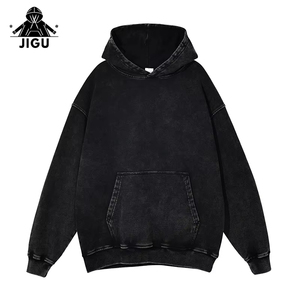 Bán buôn 500gsm nặng đồng bằng tùy chỉnh Heavyweight đau khổ quá khổ trống đá axit cổ điển rửa hoodie Hoodie - Product Image 2