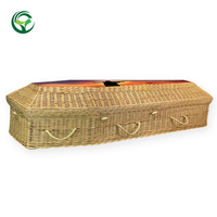 Cercueil en osier de crémation de style italien Royaume-Uni Christ Design cercueil de saule avec sculpture sur bois latérale personnalisée Jésus