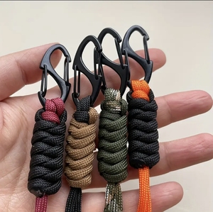 Men's Multifunctional Outdoor Camping Accessory Durable Braided Rope Keychain with Anti-Lost Hand Strap & Water Bottle Hook