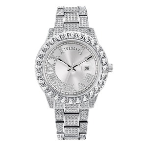 Nuevo Reloj de Pulsera de Lujo con Diamantes de Imitación en Oro y Plata para Hombre, Hebilla de Aleación, Estilo Hip Hop Personalizado Original - Product Image 5