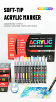 Ensemble de stylos marqueurs acryliques liquides permanents pour graffiti, peinture au pinceau, stylo pinceau à eau pour papier, ensemble de papeterie