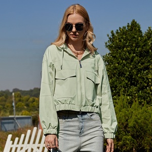 Haute qualité nouvelle <span class=keywords><strong>femme</strong></span> Ins couleur unie manteau <span class=keywords><strong>court</strong></span> poche revers décontracté mode tendance recadrée couche de finition - Product Image 1