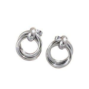 <b>Gold</b> and silver geometric twisted multi-layer twisted double-layer ear rings, a niche design sense, versatile metal earrings - Product Image 5