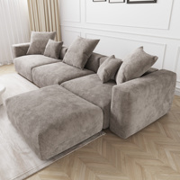 Canapé modulaire sectionnel VOXHOME pour salon, appartement, style américain, en velours côtelé brun, 3, 4, 5, 6, 7 places, avec cordon de compression